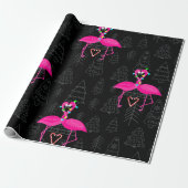 Lelijke kerst flamingo snoep hart cadeaupapier (Uitgerold)