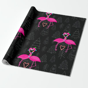 Lelijke kerst flamingo snoep hart cadeaupapier