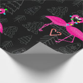 Lelijke kerst flamingo snoep hart cadeaupapier (Hoek)