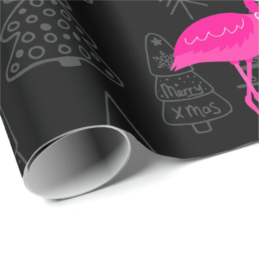 Lelijke kerst flamingo snoep hart cadeaupapier (Rol Hoek)