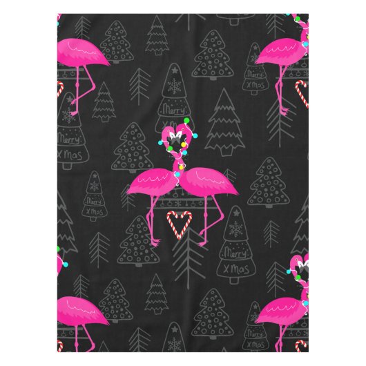 Lelijke kerst flamingo snoep hart tafelkleed (Voorkant)