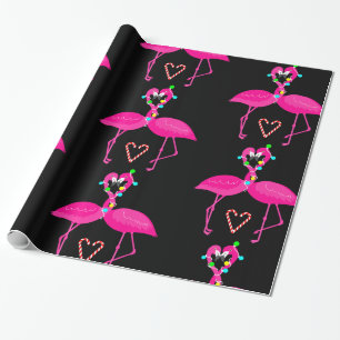 lelijke kerst flamingo snoepstok cadeaupapier