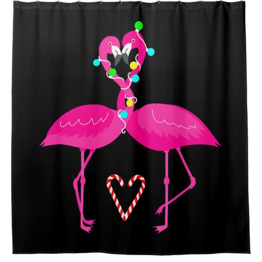 lelijke kerst flamingo snoepstok douchegordijn (Voorkant)
