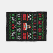 Lelijke Kerst Franse Bulldog Rijdende Auto Rode Ke Fleece Deken (Voorkant (Horizontaal))