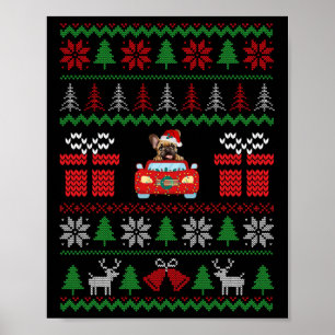 Lelijke Kerst Franse Bulldog Rijdende Auto Rode Ke Poster