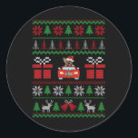 Lelijke Kerst Franse Bulldog Rijdende Auto Rode Ke Ronde Sticker<br><div class="desc">Lelijke Kerst Franse Bulldog Rijdende Auto Rode Kerstman Hoed</div>