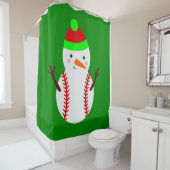 lelijke kerst honkbal sneeuwpop grappig douchegordijn (In situ)