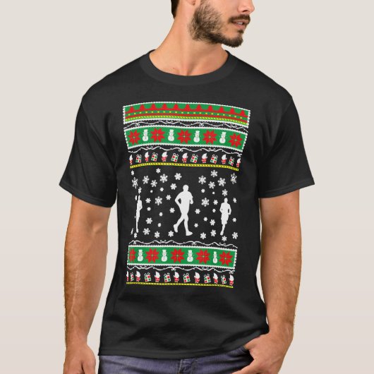 Lelijke kerst joggen voor hardloper t-shirt (Voorkant)