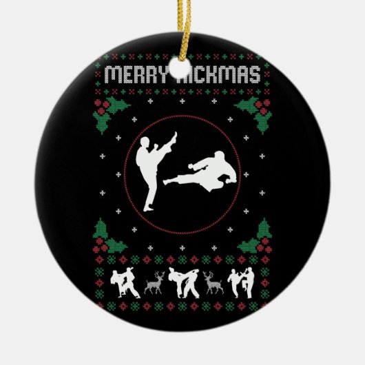 Lelijke Kerst Karate Jiu Jitsu Martial Art Merry Keramisch Ornament (Voorkant)
