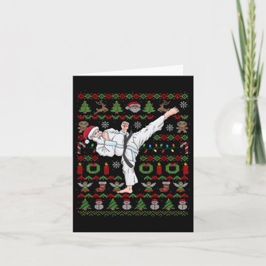 Lelijke kerst karate sinterklaas vechtsporten kaart (Voorkant)