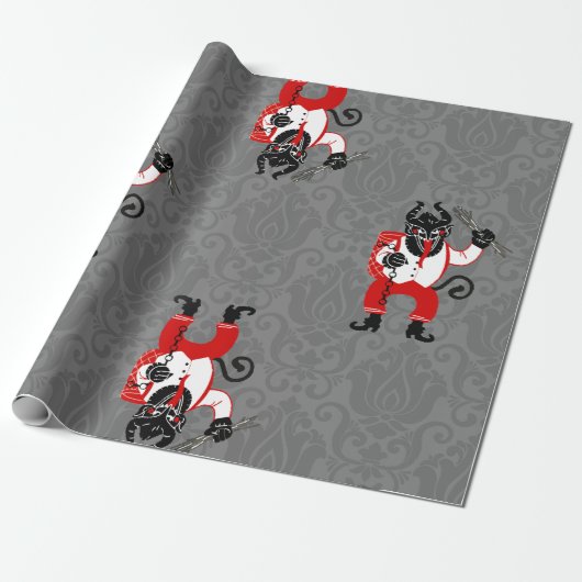 Lelijke Kerst Krampus Xmas Monster antiek Cadeaupapier (Uitgerold)
