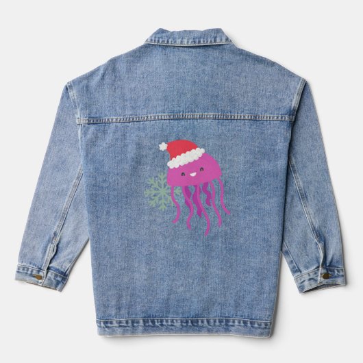 lelijke kerst kwal santa sneeuwvlok denim jacket (Achterkant)