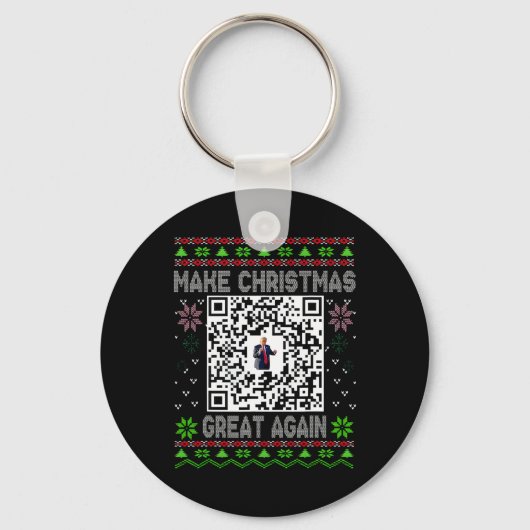 Lelijke Kerst Morsige Qr President Trump Dans Code Sleutelhanger (Voorkant)