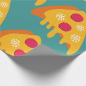 Lelijke Kerst Pepperoni Pizza Sneeuwvlokken Winter Cadeaupapier (Hoek)