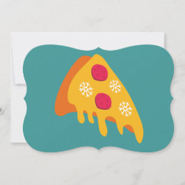 Lelijke Kerst Pepperoni Pizza Sneeuwvlokken Winter Kaart