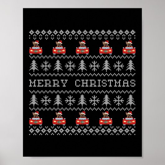 Lelijke Kerst Rode Kerstman Hoed Franse Bulldog Xm Poster (Voorkant)