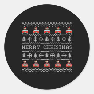 Lelijke Kerst Rode Kerstman Hoed Franse Bulldog Xm Ronde Sticker