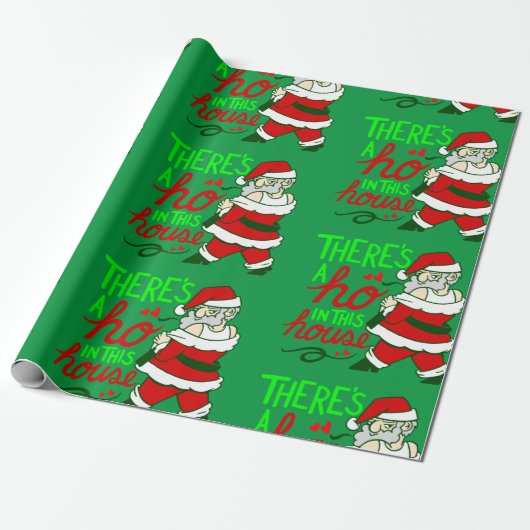 lelijke kerst santa claus ho huis cadeaupapier (Uitgerold)