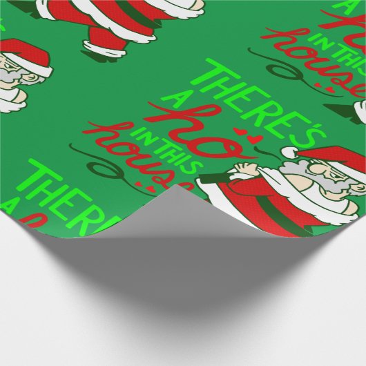 lelijke kerst santa claus ho huis cadeaupapier (Hoek)