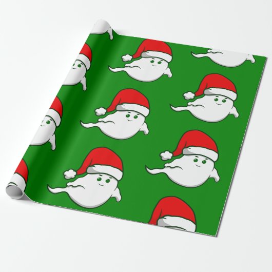 lelijke kerst spookachtig grof groen cadeaupapier (Uitgerold)