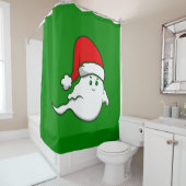 lelijke kerst spookachtig grof groen douchegordijn (In situ)