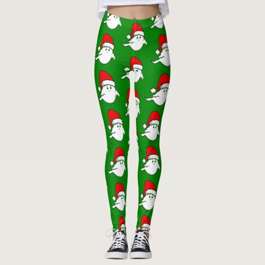 lelijke kerst spookachtig grof groen leggings (Voorkant)