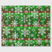 lelijke kerst tartan plaid sneeuwvlokken cadeaupapier (Vlak)