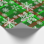 lelijke kerst tartan plaid sneeuwvlokken cadeaupapier (Hoek)