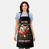 Lelijke kerst trui Cool Santa 6 Pack Muscle WO Schort (Gedragen)