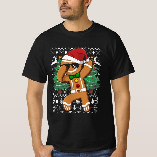 Lelijke kerst trui Dabbing Gingerbread Man San T-shirt (Voorkant)