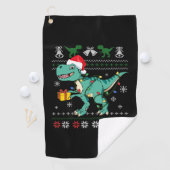 Lelijke kerst trui dinosaurus jongens Kinder pyjam Golfhanddoek (Insitu)