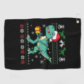 Lelijke kerst trui dinosaurus jongens Kinder pyjam Golfhanddoek (Horizontaal)
