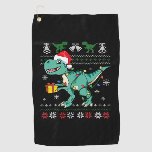 Lelijke kerst trui dinosaurus jongens Kinder pyjam Golfhanddoek (Voorkant)