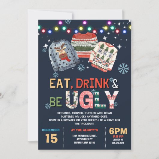 Lelijke kerst trui Eet Drink Lelijk zijn Kaart (Voorkant)