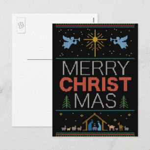 Lelijke kerst trui gebreid religieus Christelijk Feestdagenkaart