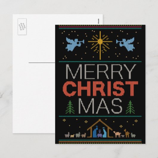 Lelijke kerst trui gebreid religieus Christelijk Feestdagenkaart (Voorkant / Achterkant)