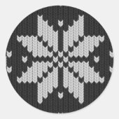 Lelijke kerst trui gebreide elegante sneeuwvlok ronde sticker (Voorkant)