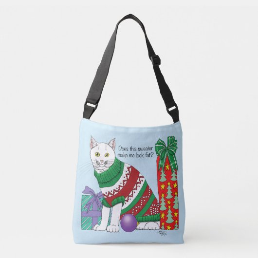Lelijke kerst trui grappige kat crossbody tas (Voorkant)