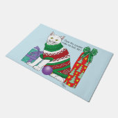 Lelijke kerst trui grappige kat deurmat (Schuin)