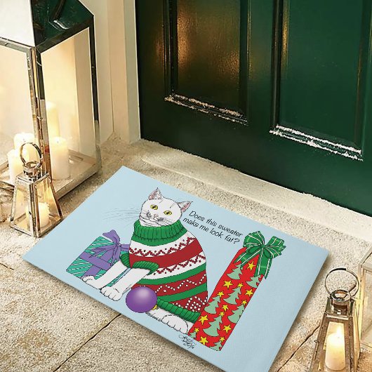 Lelijke kerst trui grappige kat deurmat
