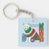 Lelijke kerst trui grappige kat sleutelhanger (Voorkant)