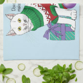 Lelijke kerst trui grappige kat theedoek (Gevouwen)