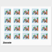 Lelijke kerst trui grappige kat vierkante sticker (Vel)