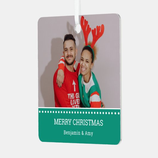 Lelijke kerst trui kampioenen foto metalen ornament (Voorkant links)