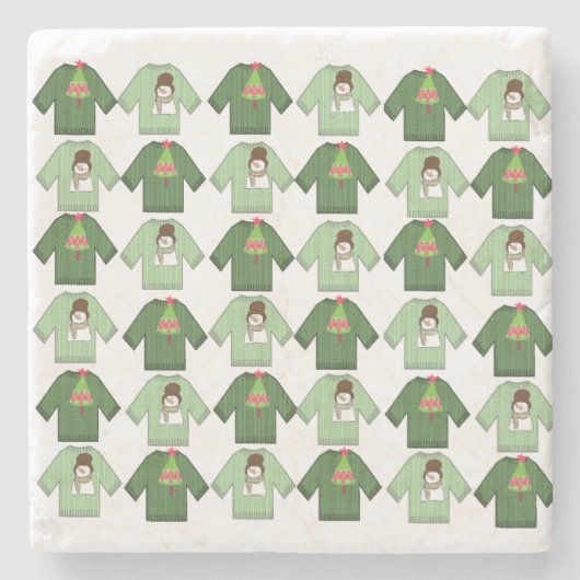 Lelijke kerst trui marmeren steen Onderzetter (Voorkant)