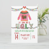 Lelijke kerst trui Party Tacky vakantie feest Kaart (Staand voorkant)