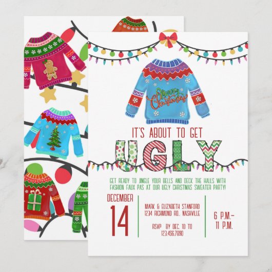 Lelijke kerst trui Party Tacky vakantie feest Kaart (Voorkant / Achterkant)