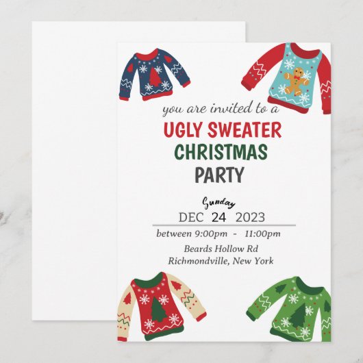 Lelijke kerst trui Party uitnodiging (Voorkant / Achterkant)