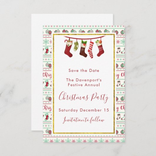 Lelijke kerst trui patroon bewaar de datum kaart (Voorkant / Achterkant)