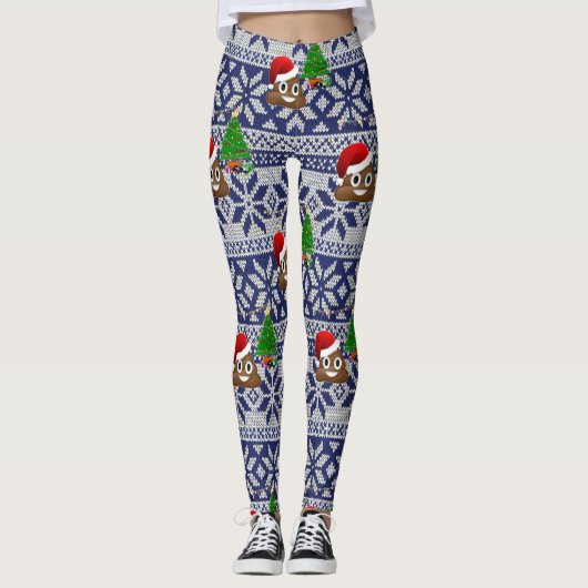 lelijke kerst trui poop emoji leggings (Voorkant)